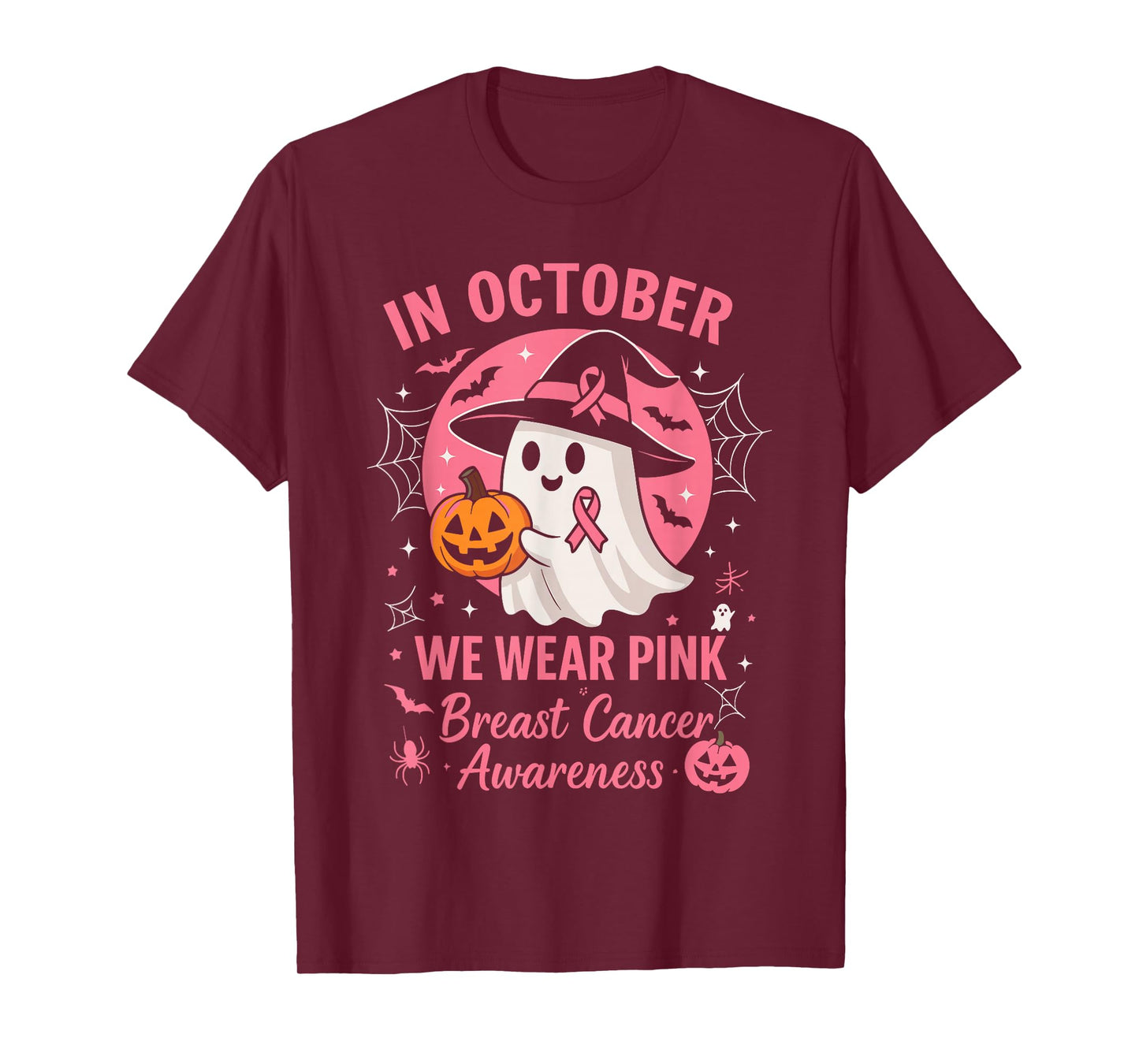 Breast Cancer Shirts Women Halloween in October We Wear Pink T-Shirt