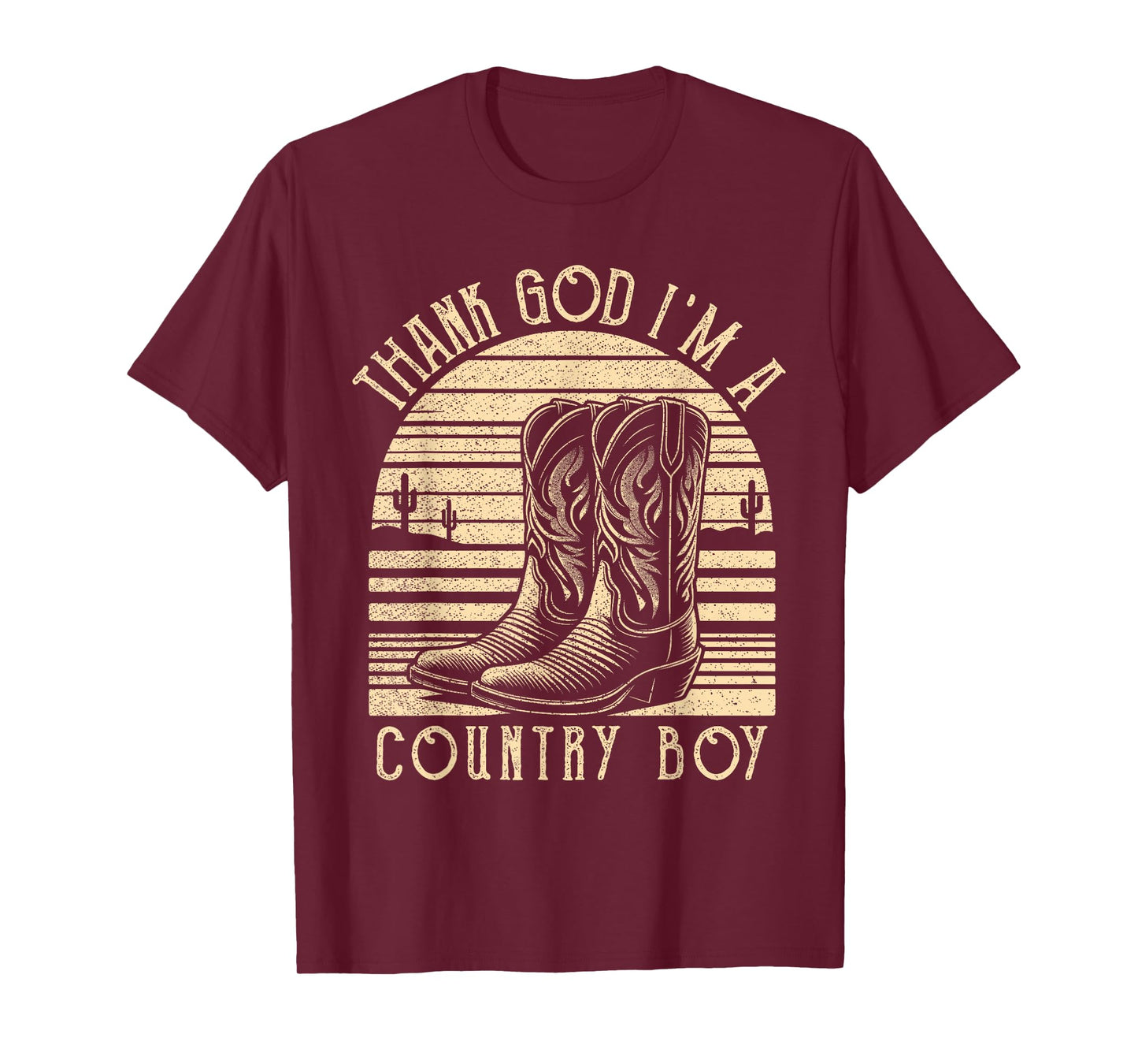 Thank God I'm A Country Music Boy Cowboy Western Retro T-Shirt