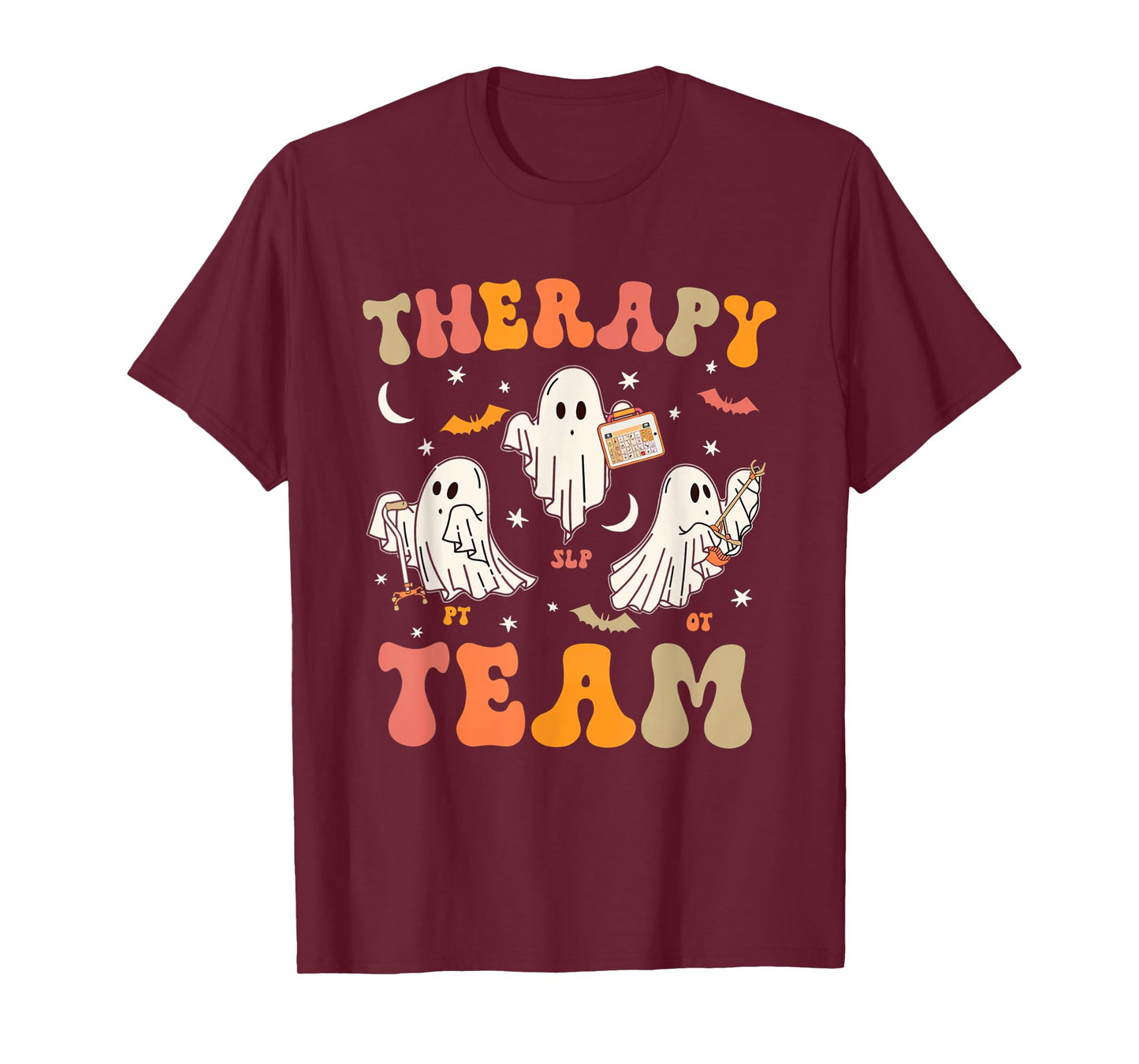 Therapy Team Halloween SLP OT PT Spooky Ghost Speech Therapy T-Shirt