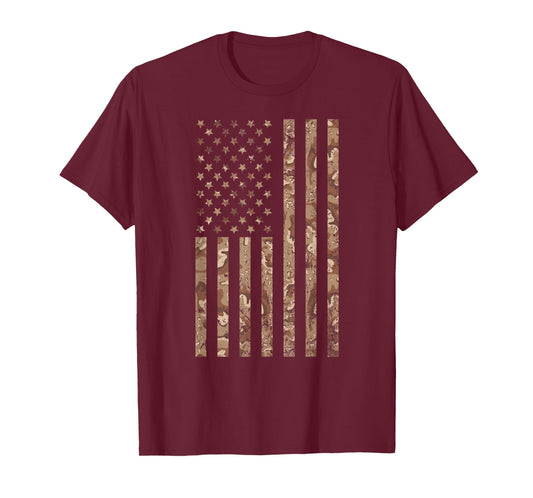 Desert Camo American Flag Military, Tactical Camouflage USA T-Shirt for Women Kids Men