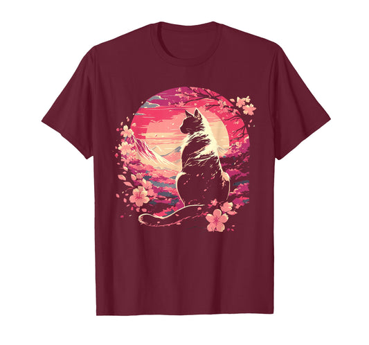 Kawaii Cat Anime Japanese Retro Men Women Kids Funny Cat T-Shirt