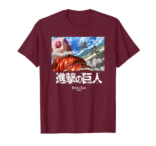 Attack on Titan Fighting Colossal Titan Scene Anime T-Shirt