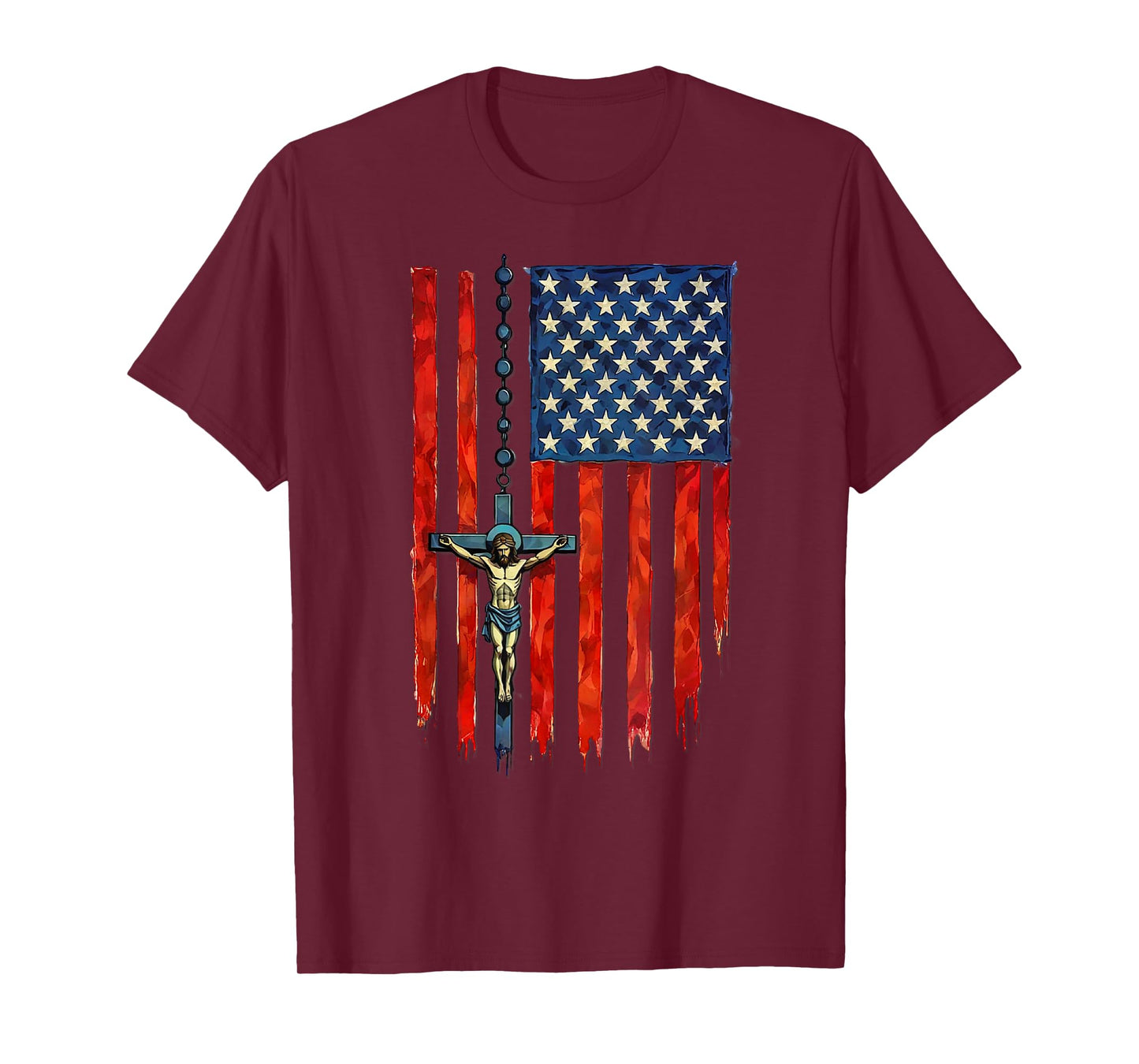 American Flag Rosary Catholic T-Shirt