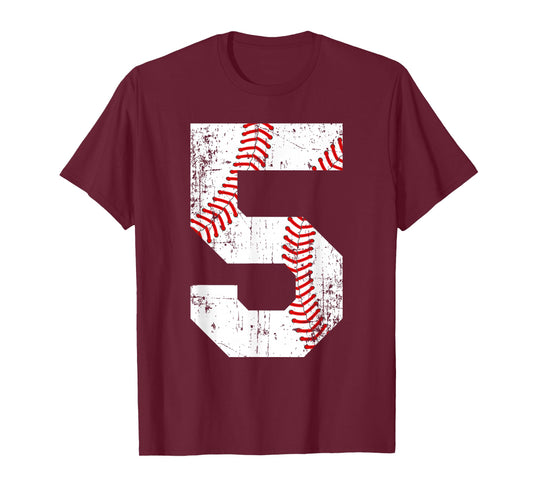 Vintage Baseball 5 Jersey Number T-Shirt