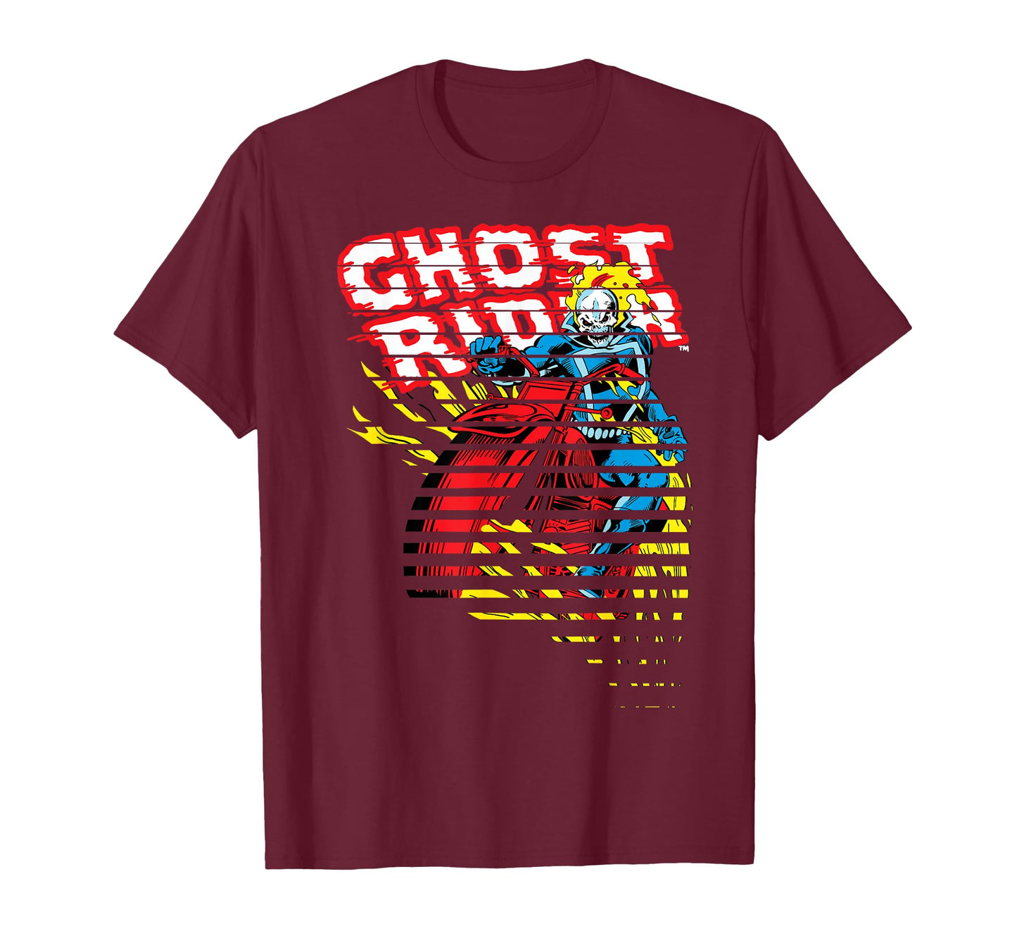 Ghost Rider Motorcyle On Fire Halftoned Split-Up T-Shirt T-Shirt