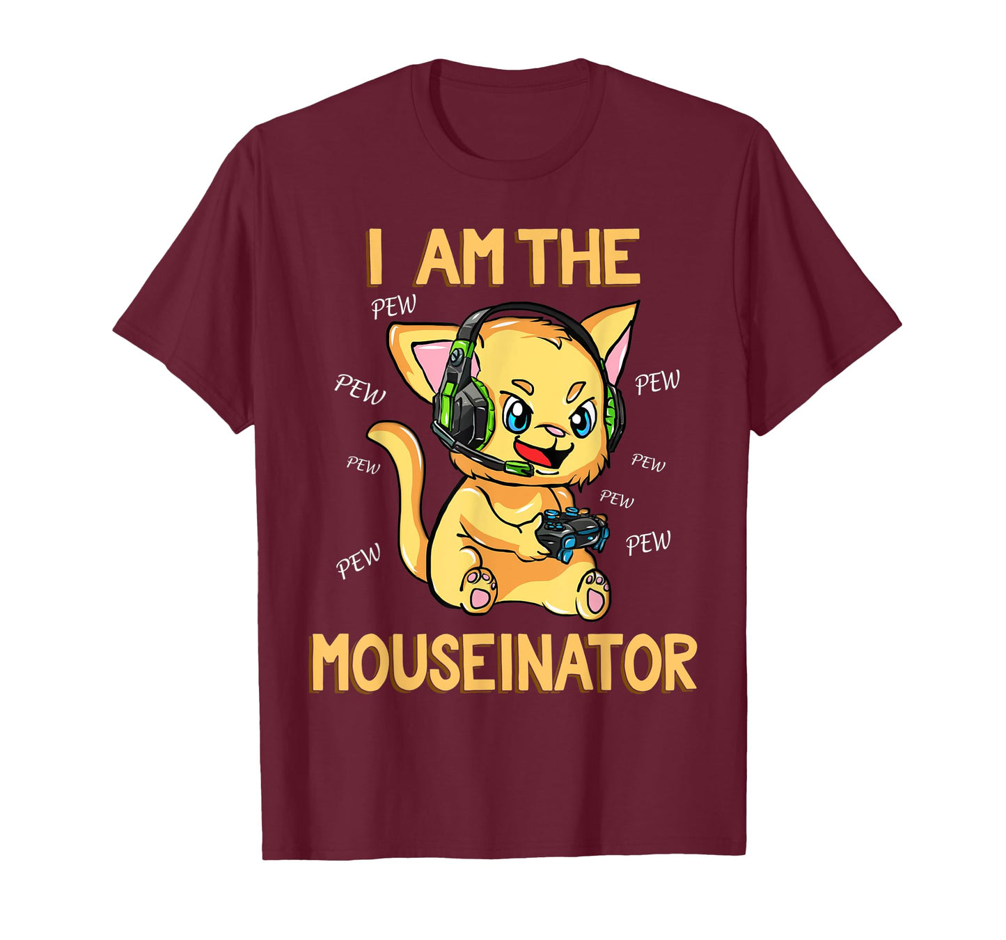 Cat Gamer with Headset Funny Gaming Men Women Kids T-Shirt