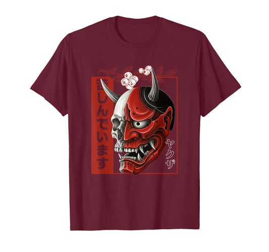 Skeleton Hannya Noh mask Oni Aesthetics Japanese graphics T-Shirt