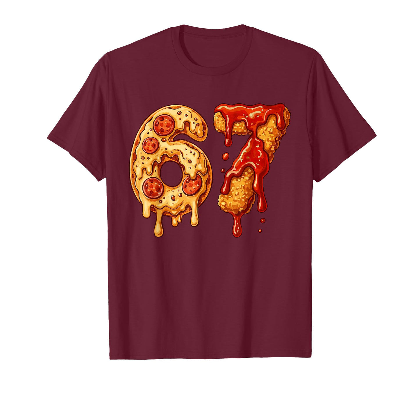 67 Six Seven 6-7 Pizza & Chicken Nugget - Kids Brainrot Meme T-Shirt