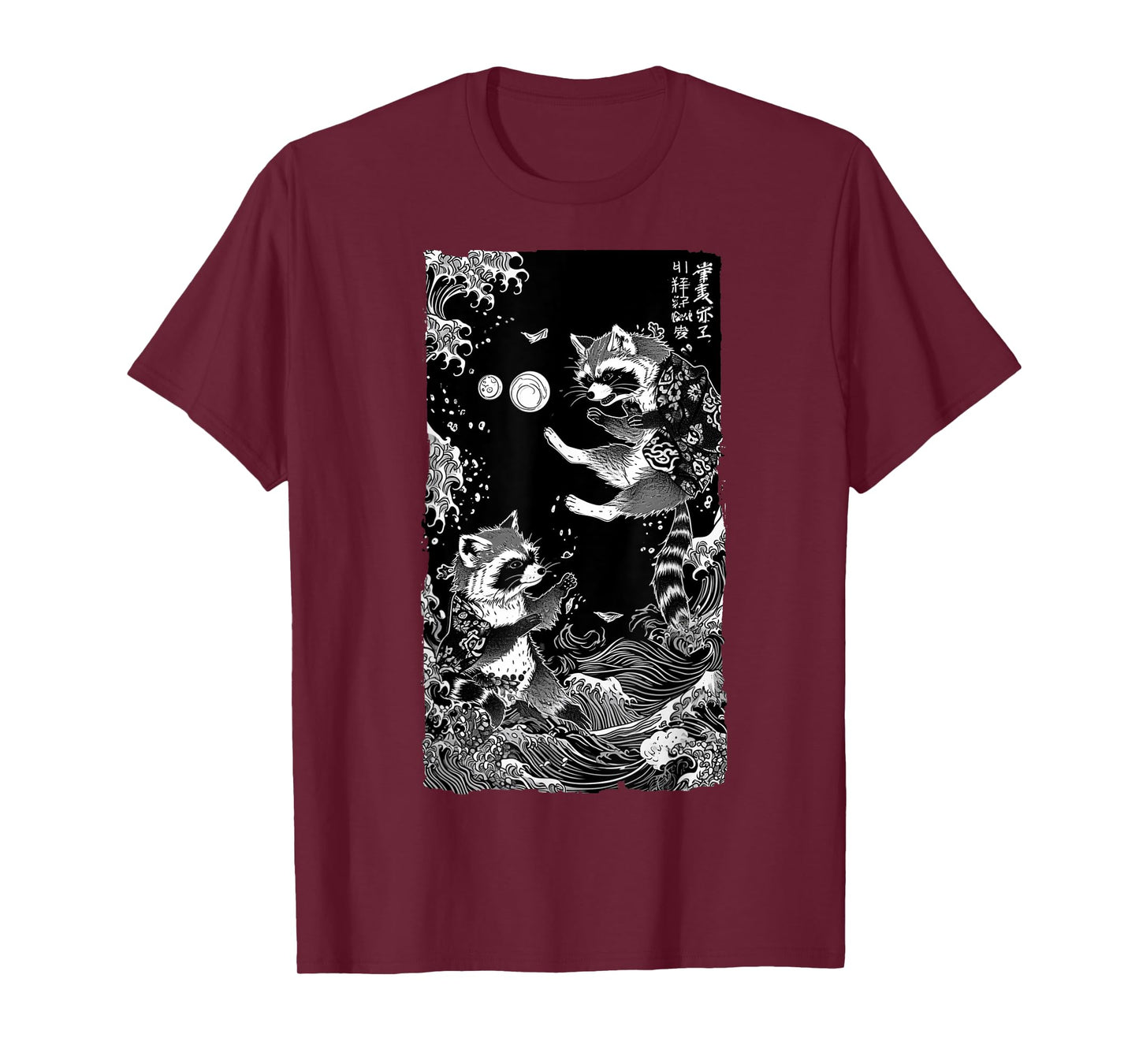 Raccoon Samurai Duel: Ukiyo-e Battles Japanese Art Print T-Shirt