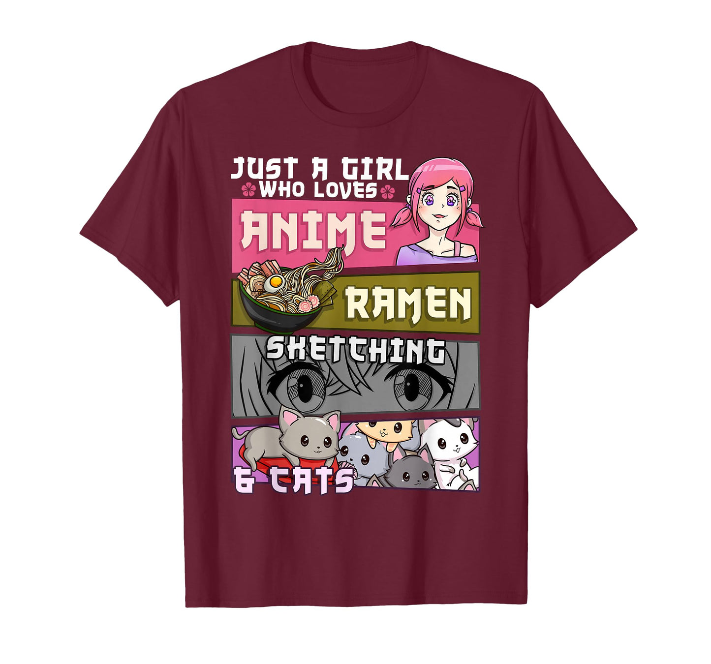 Ramen Cat Anime Sketching Just a Girl Who Loves T-Shirt Small