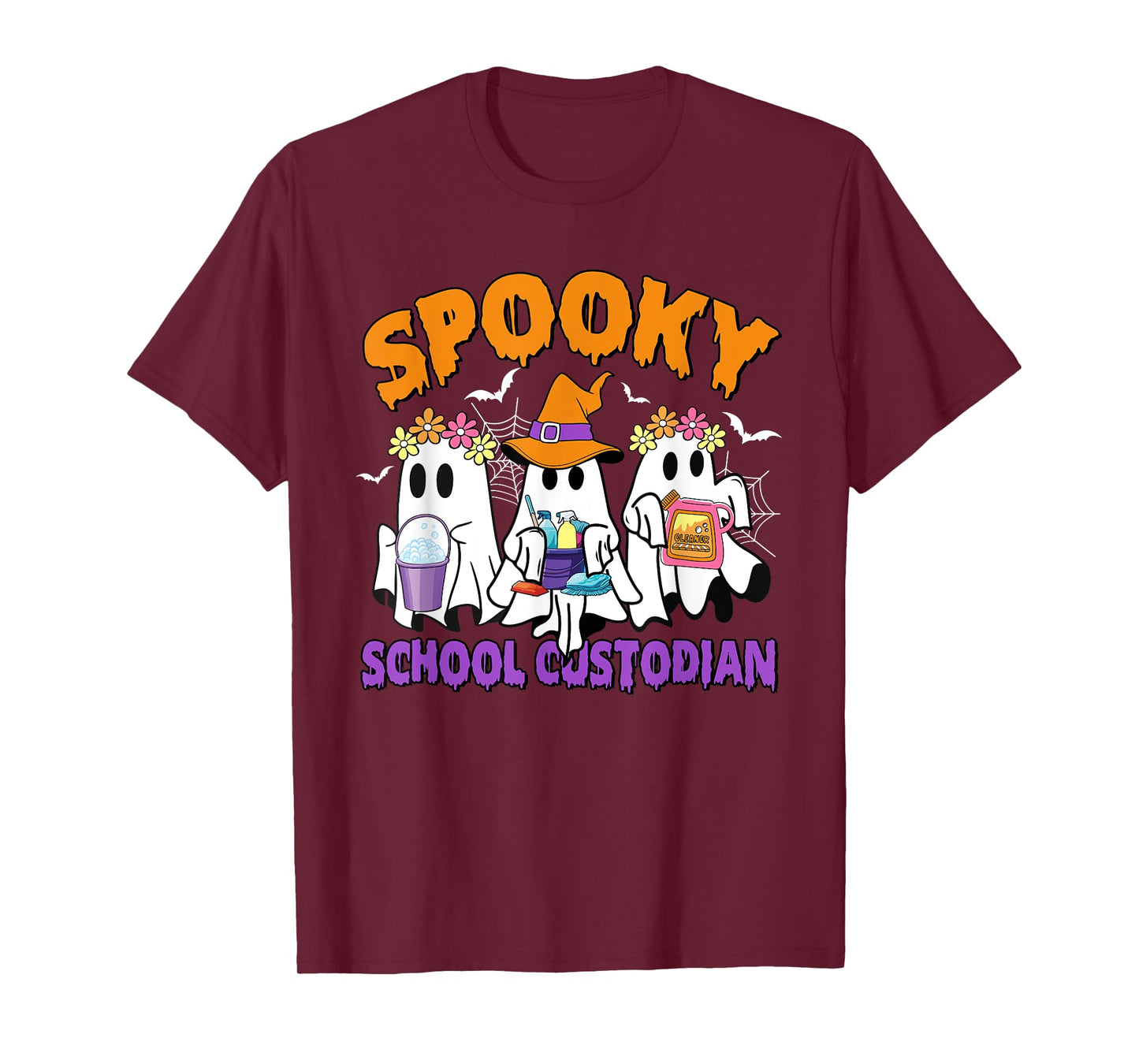 Spooky School Custodian Funny Ghost Halloween T-Shirt