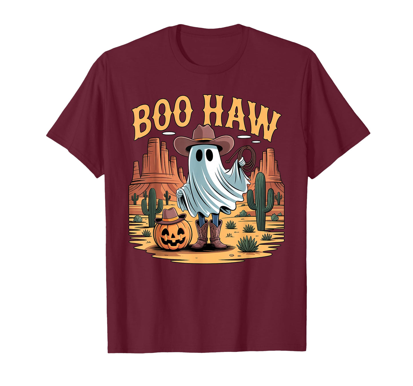 Boo Haw Cowboy Cowgirl Western Ghost Funny Halloween T-Shirt