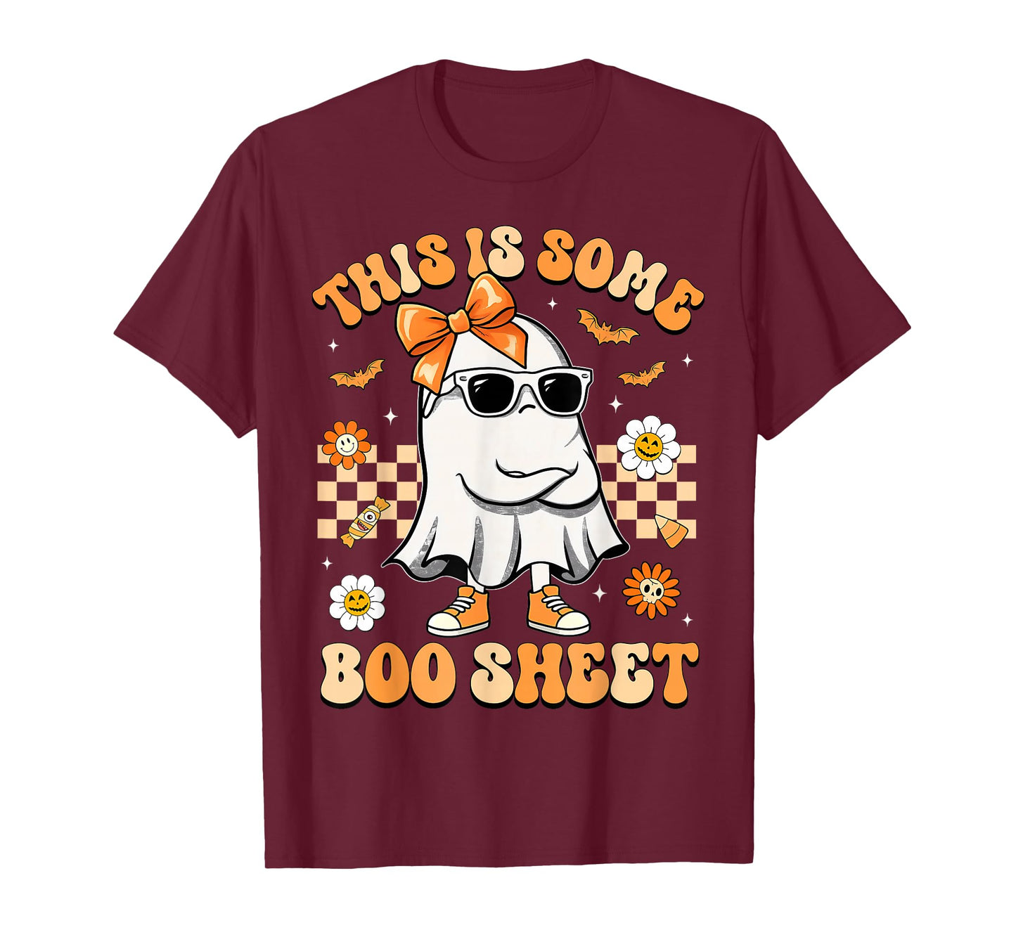 This is Some Boo Sheet Ghost Bow Halloween Women Kids Girls T-Shirt