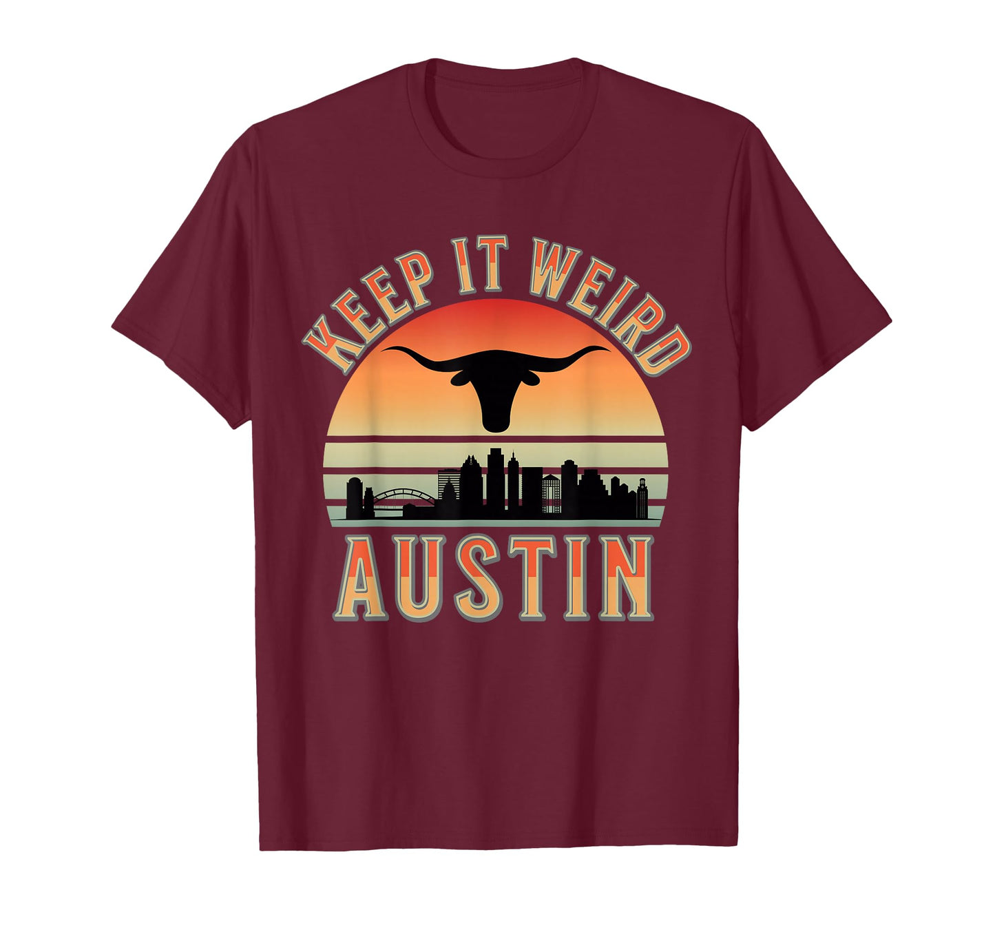 Stigmota Keep It Weird Austin Vintage Black Unisex Adult T-Shirt