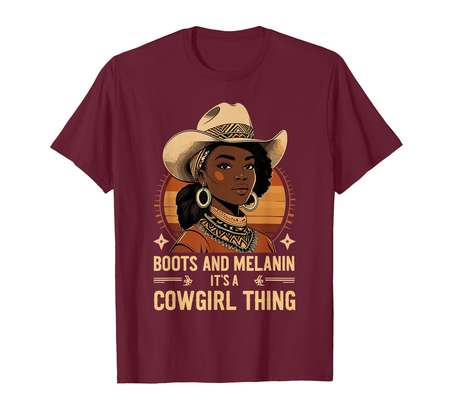 African American Western Country Texas Cowgirl Boots Melanin T-Shirt