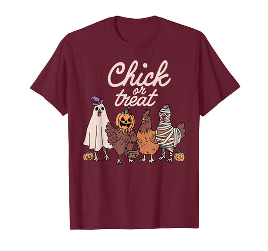 Chick Or Treat Spooky Season Halloween Chickens Ghost Mummy T-Shirt