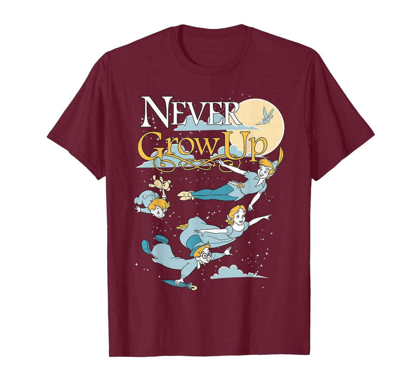 Disney Peter Pan Group Shot Never Grow Up Night Portrait T-Shirt