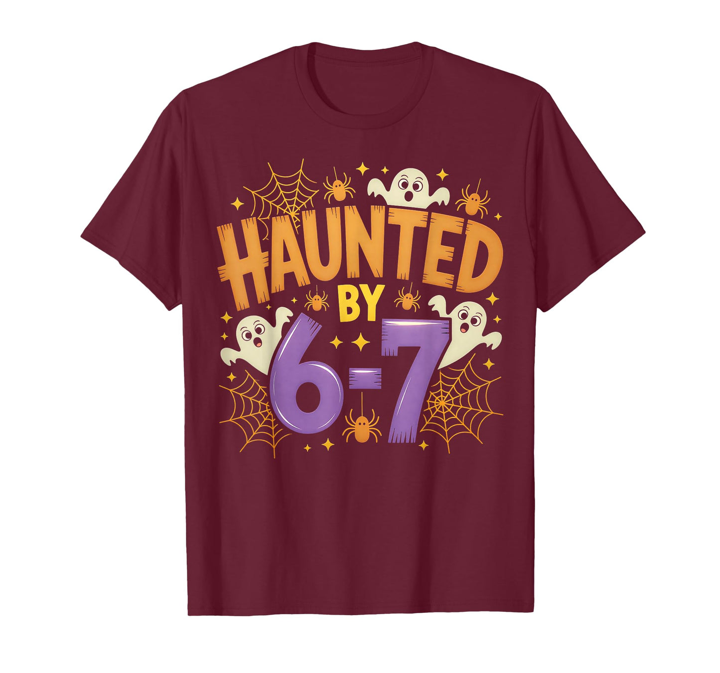 Haunted by 6-7 Halloween Ghosts and Spiders Design T-Shirt