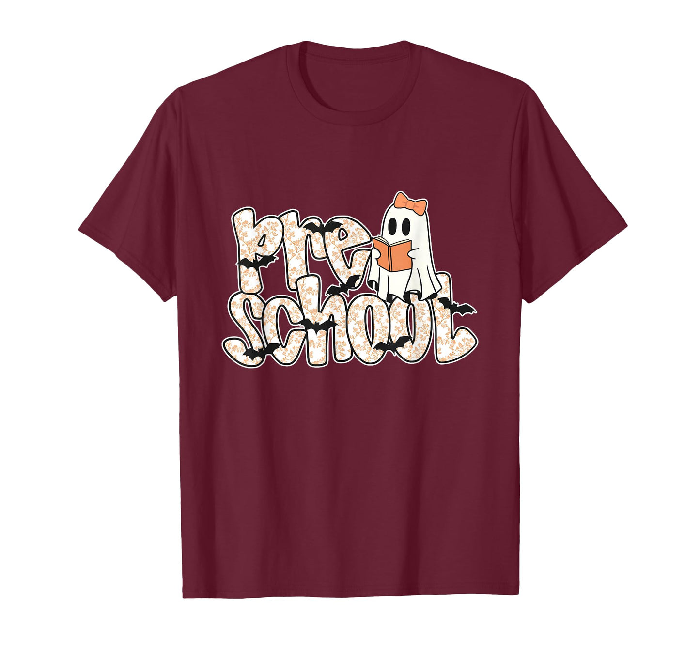 Preschool Teacher Halloween Ghost Teacher Reading Book Women T-Shirt