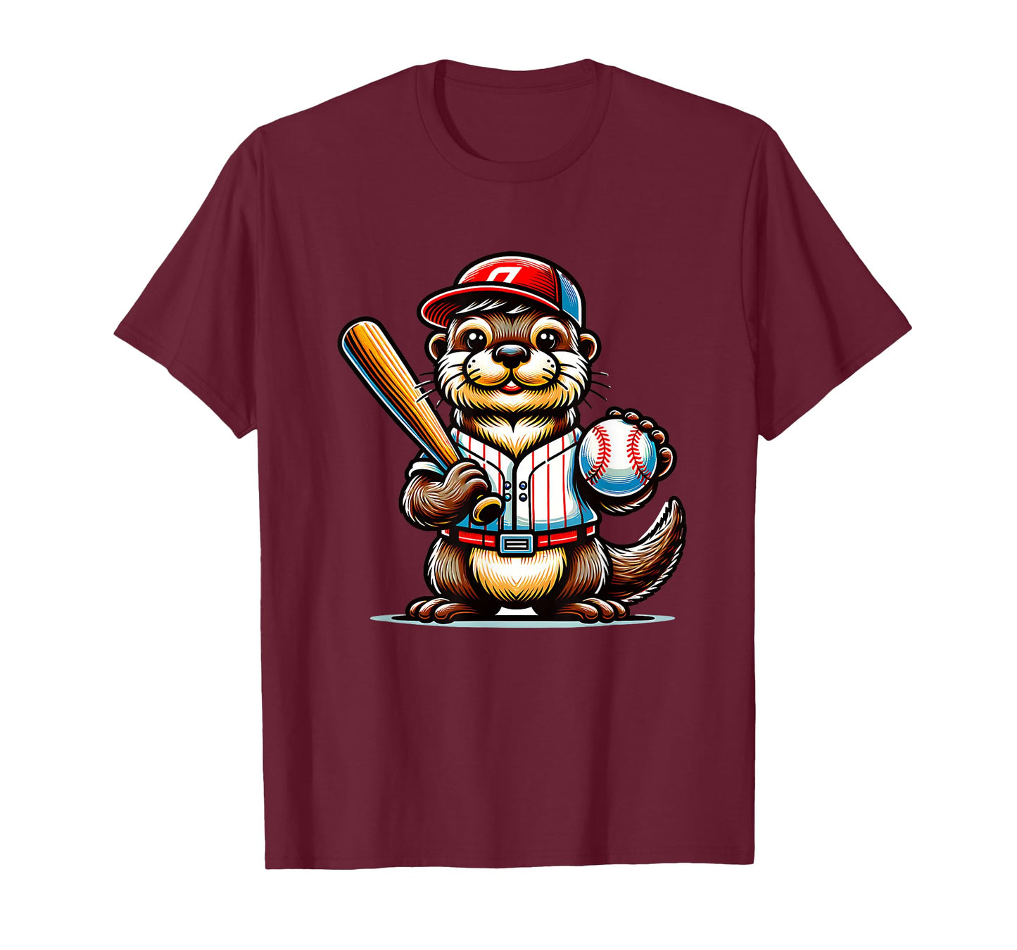 Baseball Otter Fun Player Sports Animal Theme For Everyone T-Shirt