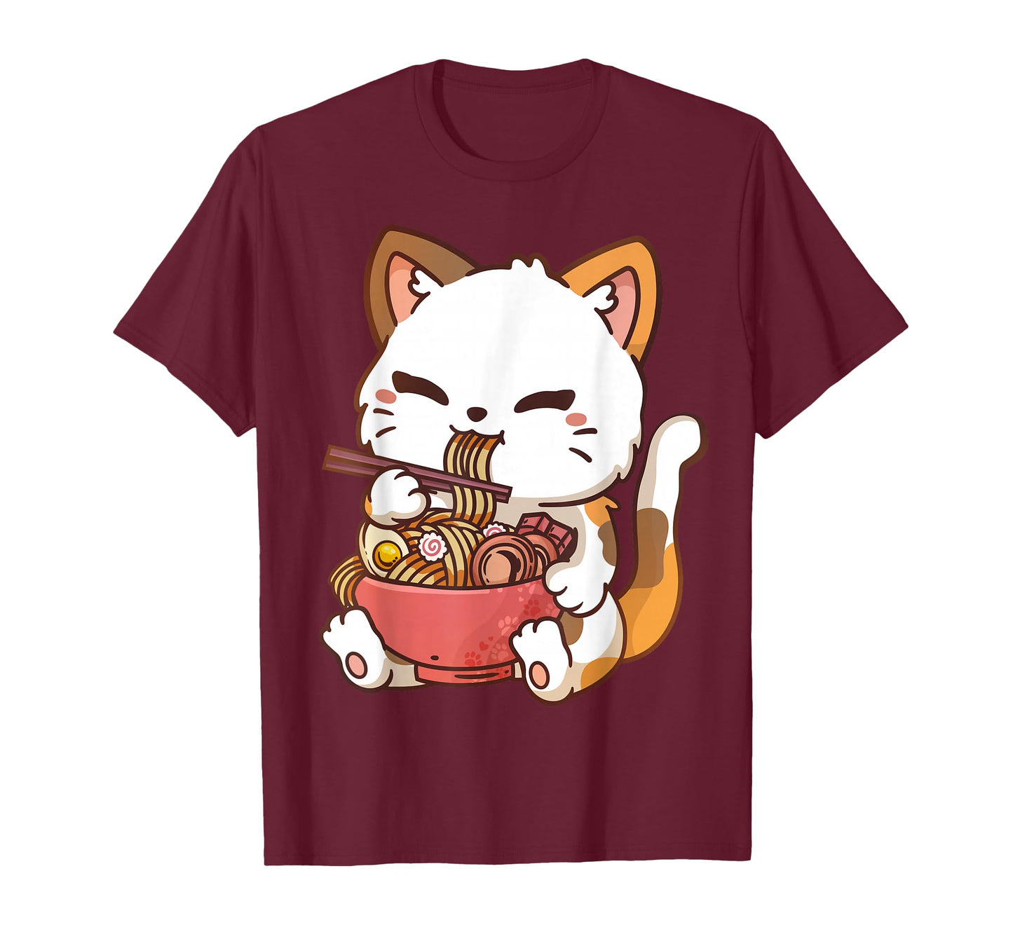 Ramen Cat Anime Kawaii Cat Eating Ramen T-Shirt
