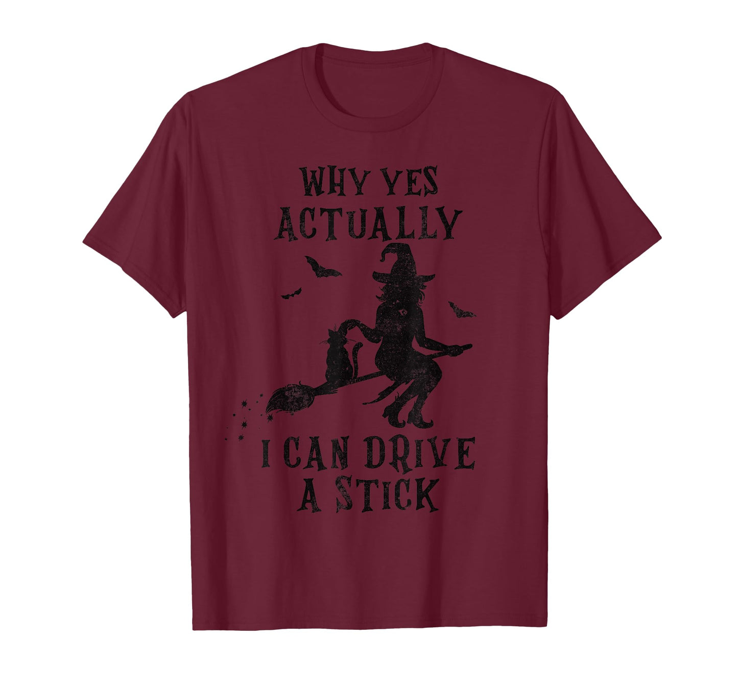 Why Yes Actually I Can Drive a Stick Halloween Witch & Cat T-Shirt