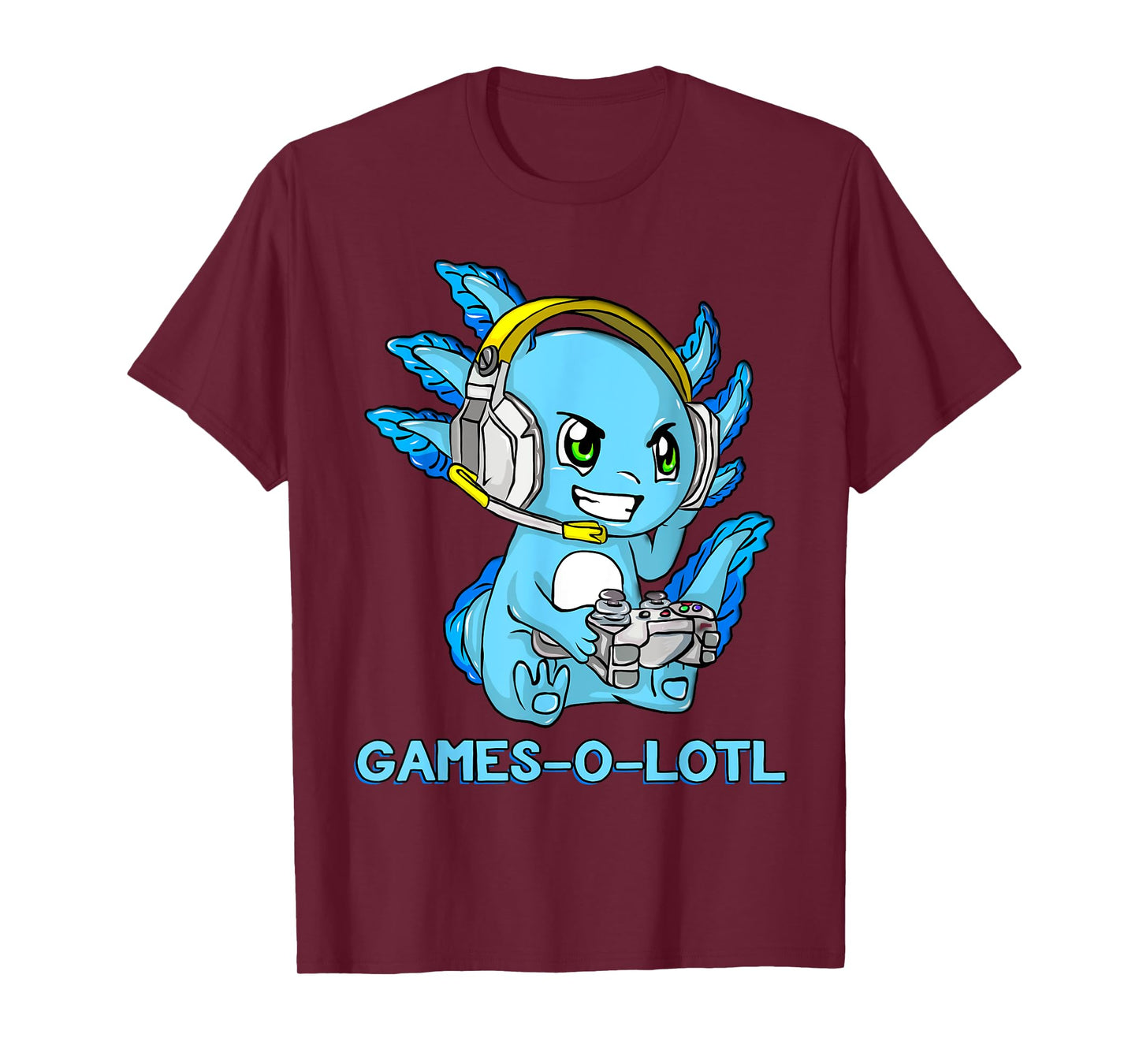 Gamesolotl Axolotl Gamer with Headset Cute Anime Kawaii T-Shirt