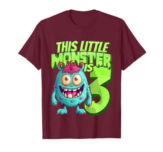 This Little Monster Is 3 - Three Years - 3rd Birthday T-Shirt