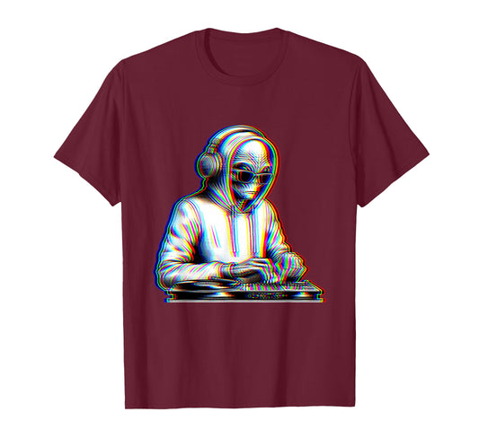 Trippy Alien Dj Rave Festival Optical Illusion EDM Music Ufo T-Shirt
