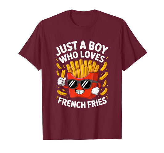 Just a Boy Who Loves French Fries Teen Boys Toddler Kid T-Shirt