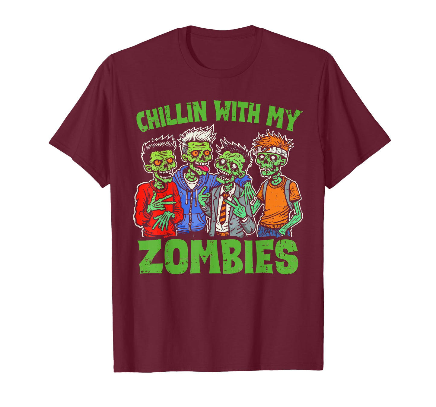 Chillin With My Zombies Halloween Funny Zombie Kids Boys T-Shirt
