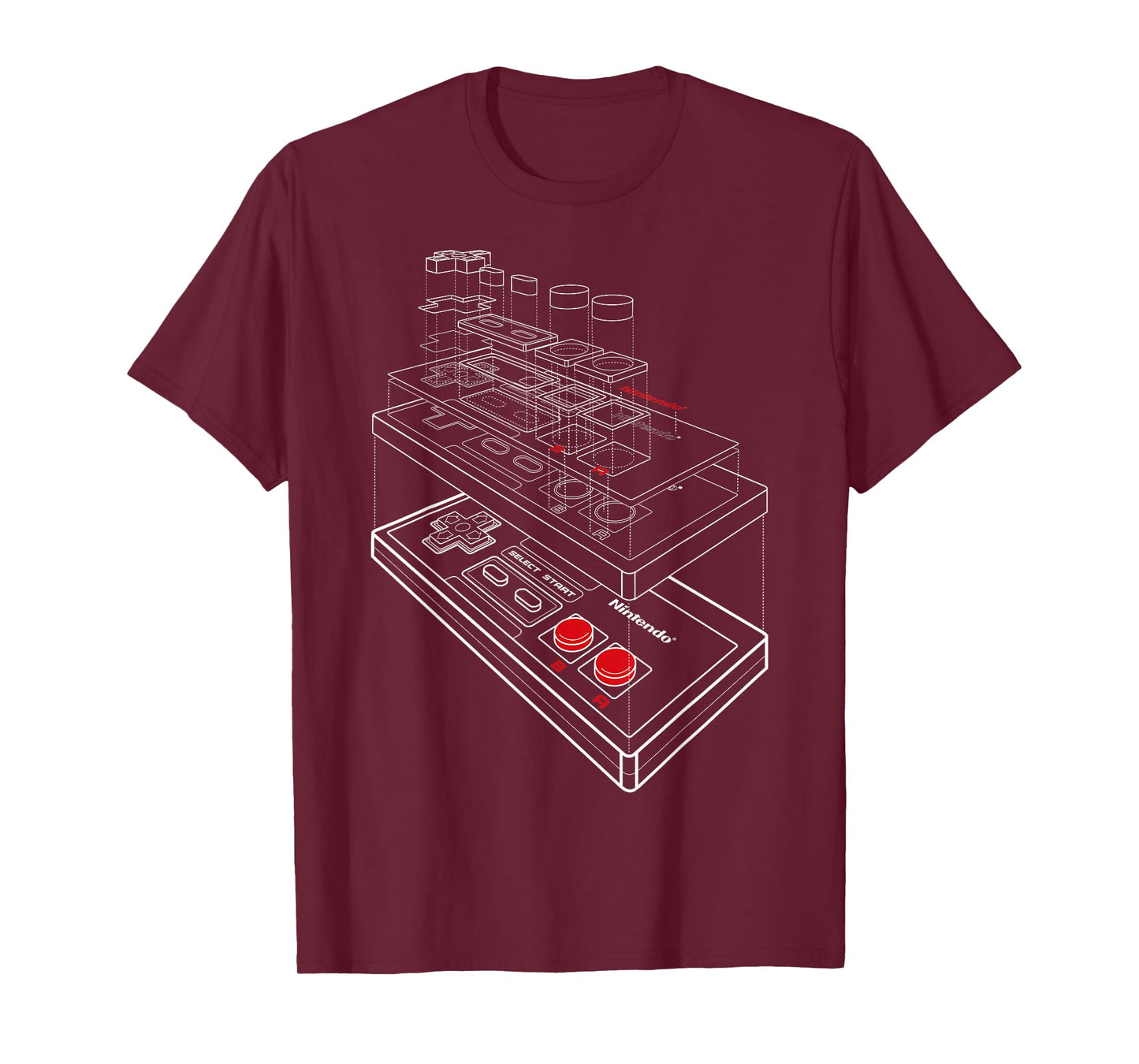 Nintendo NES Controller Exploded Schematic Graphic T-Shirt T-Shirt
