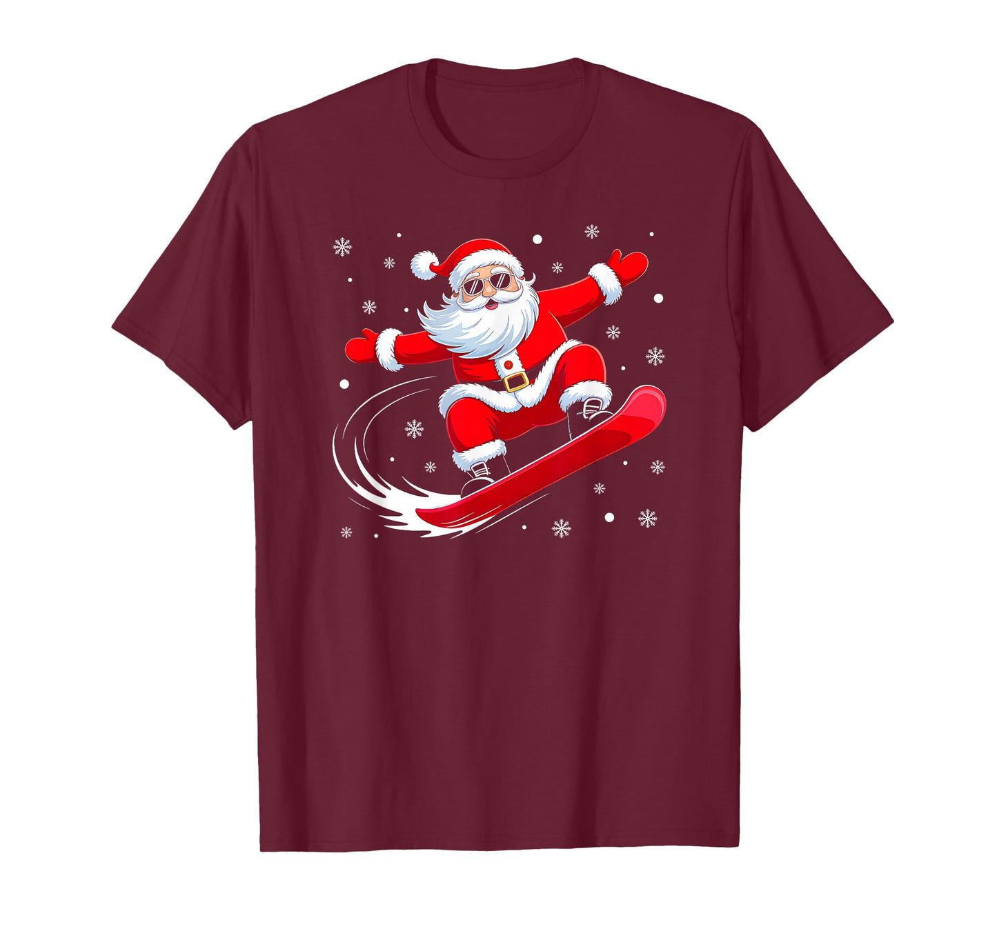 Santa Snowboarding Christmas Sports Design for Men Boys T-Shirt