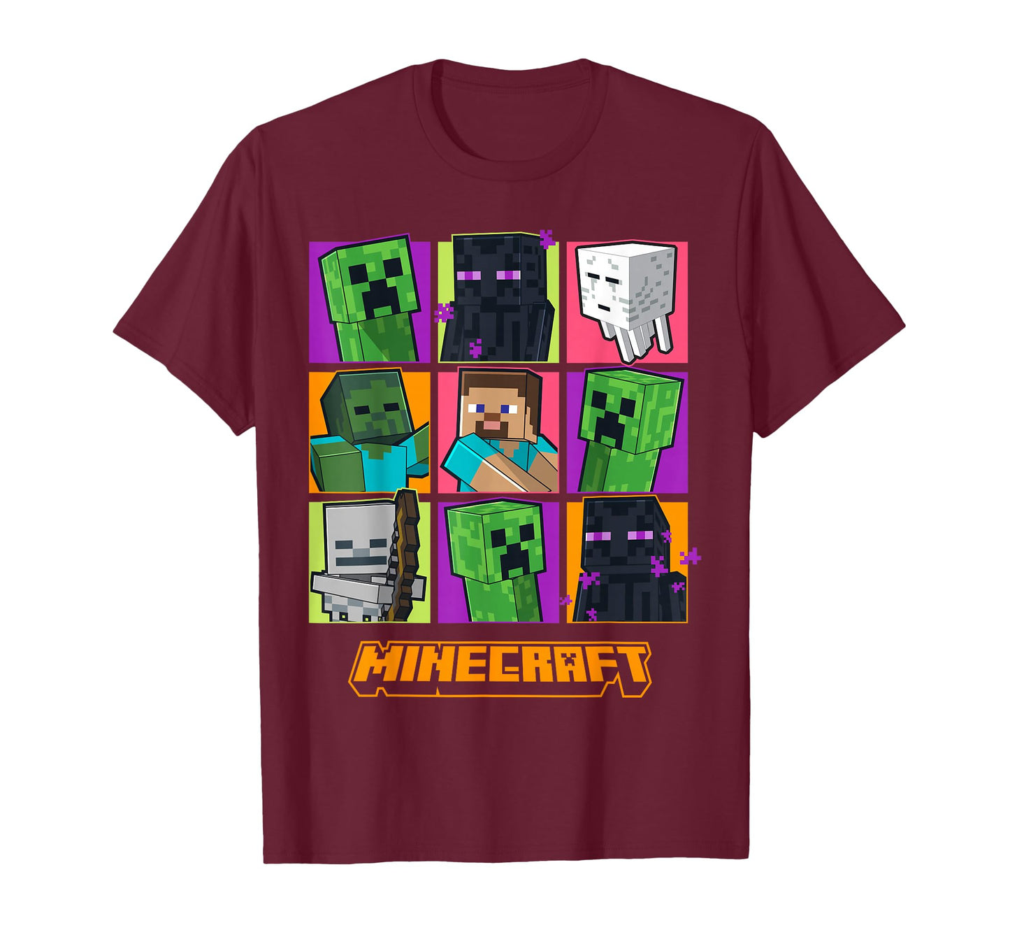 Minecraft Creeper Enderman Characters Grid T-Shirt