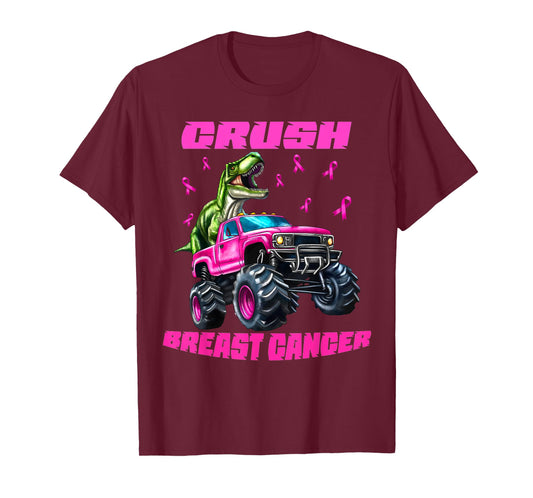 Crush Breast Cancer Monster Truck Wear Pink T-Shirt