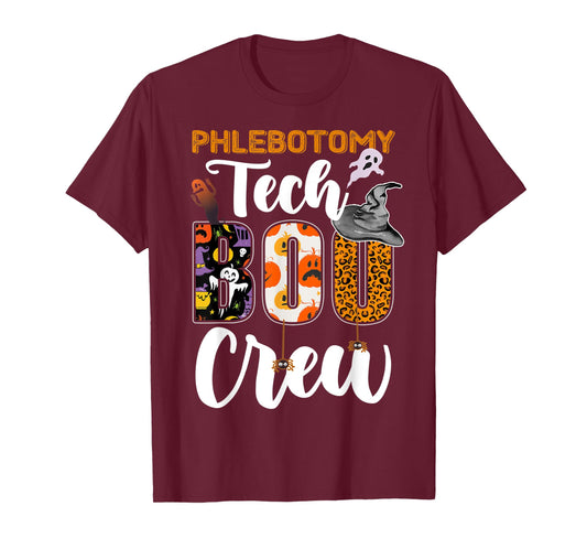 Phlebotomy Tech Boo Crew Ghost Halloween Technician Matching T-Shirt