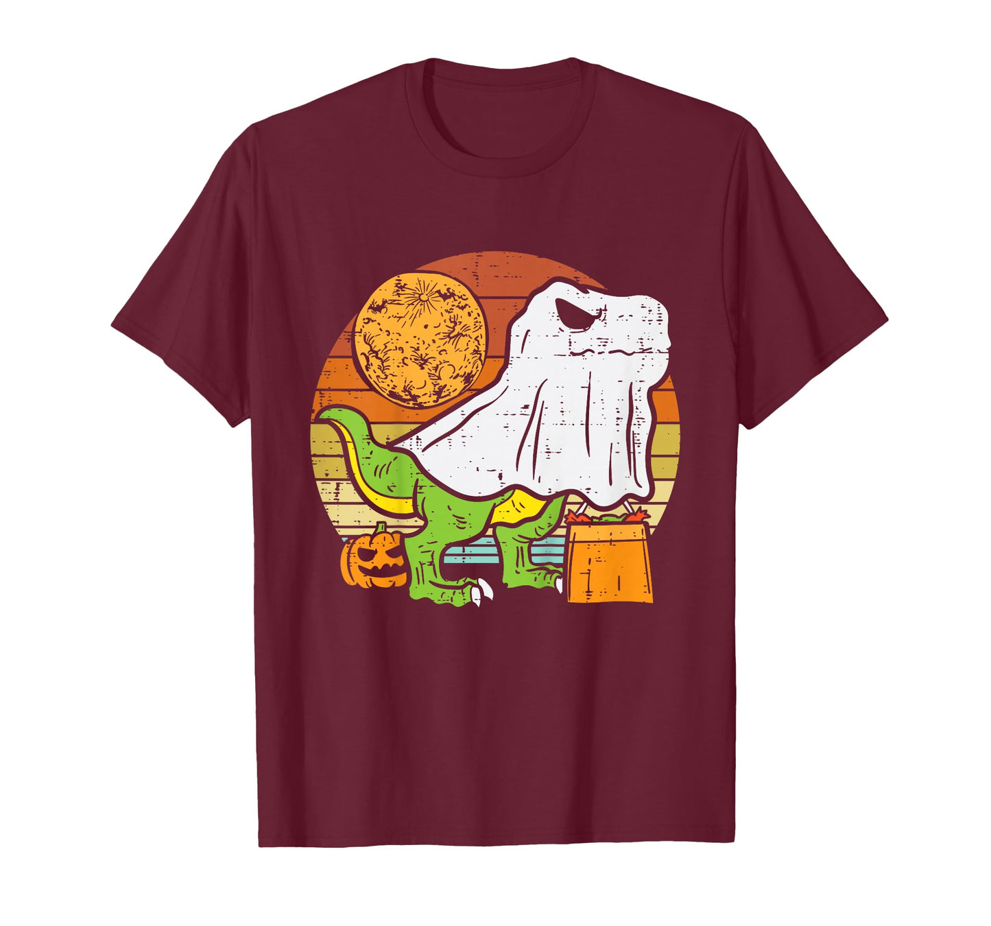 Kids Ghost Dinosaur Dino Trex Moon Candy Toddler Boys Halloween T-Shirt