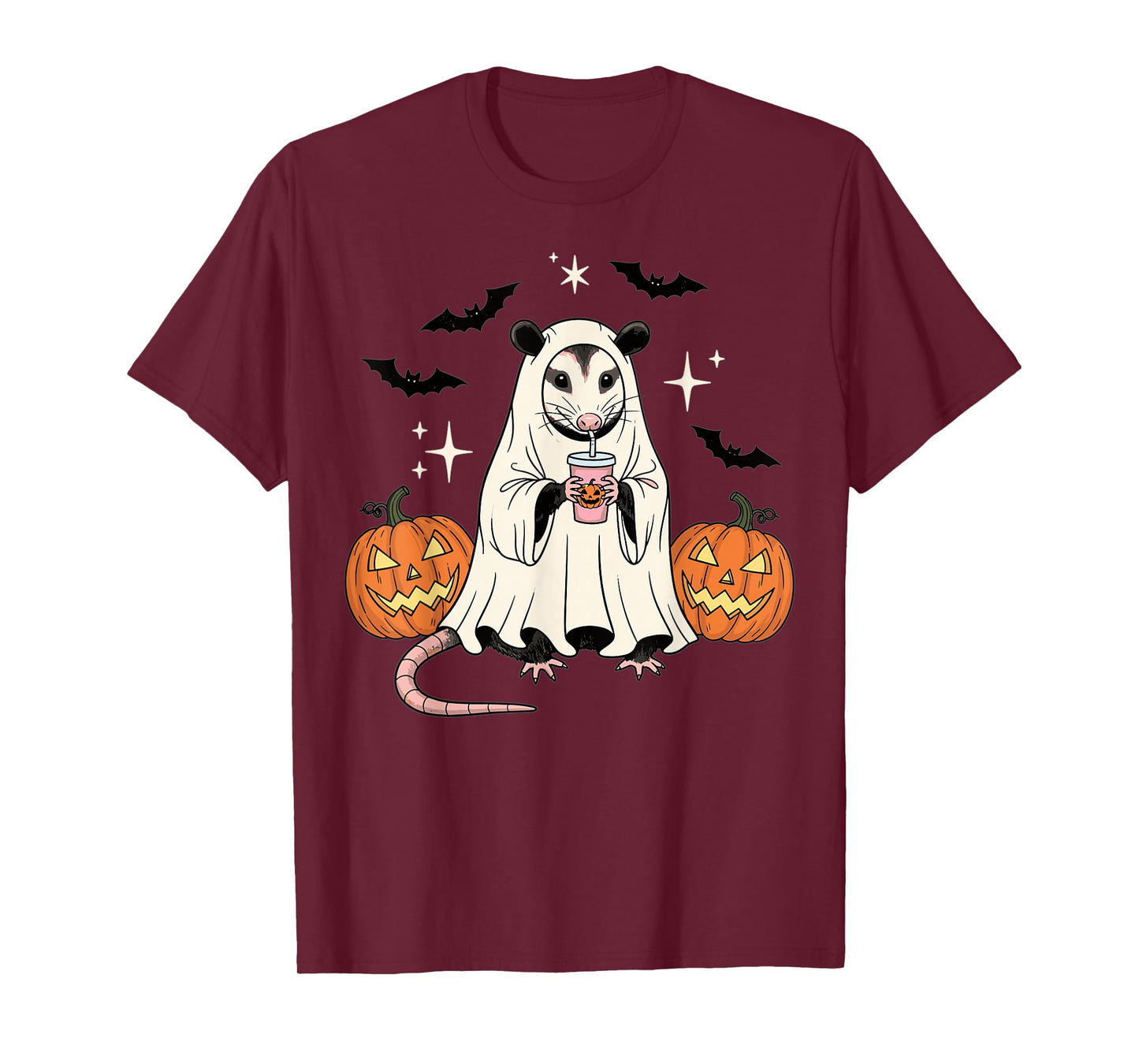 Spooky Possum Ghost Pumpkin Halloween Funny Cute T-Shirt