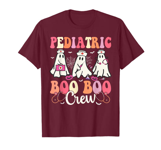 Pediatric Nurse Boo Boo Crew Ghost Nurse Halloween Costume T-Shirt