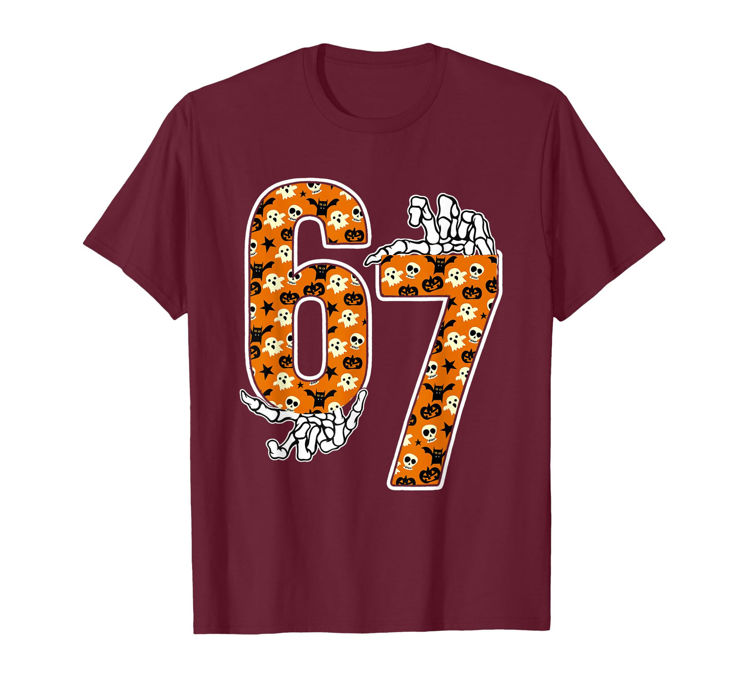 67 Halloween Meme 6 7 Numbers Six Seven Funny Kids Skeleton T-Shirt
