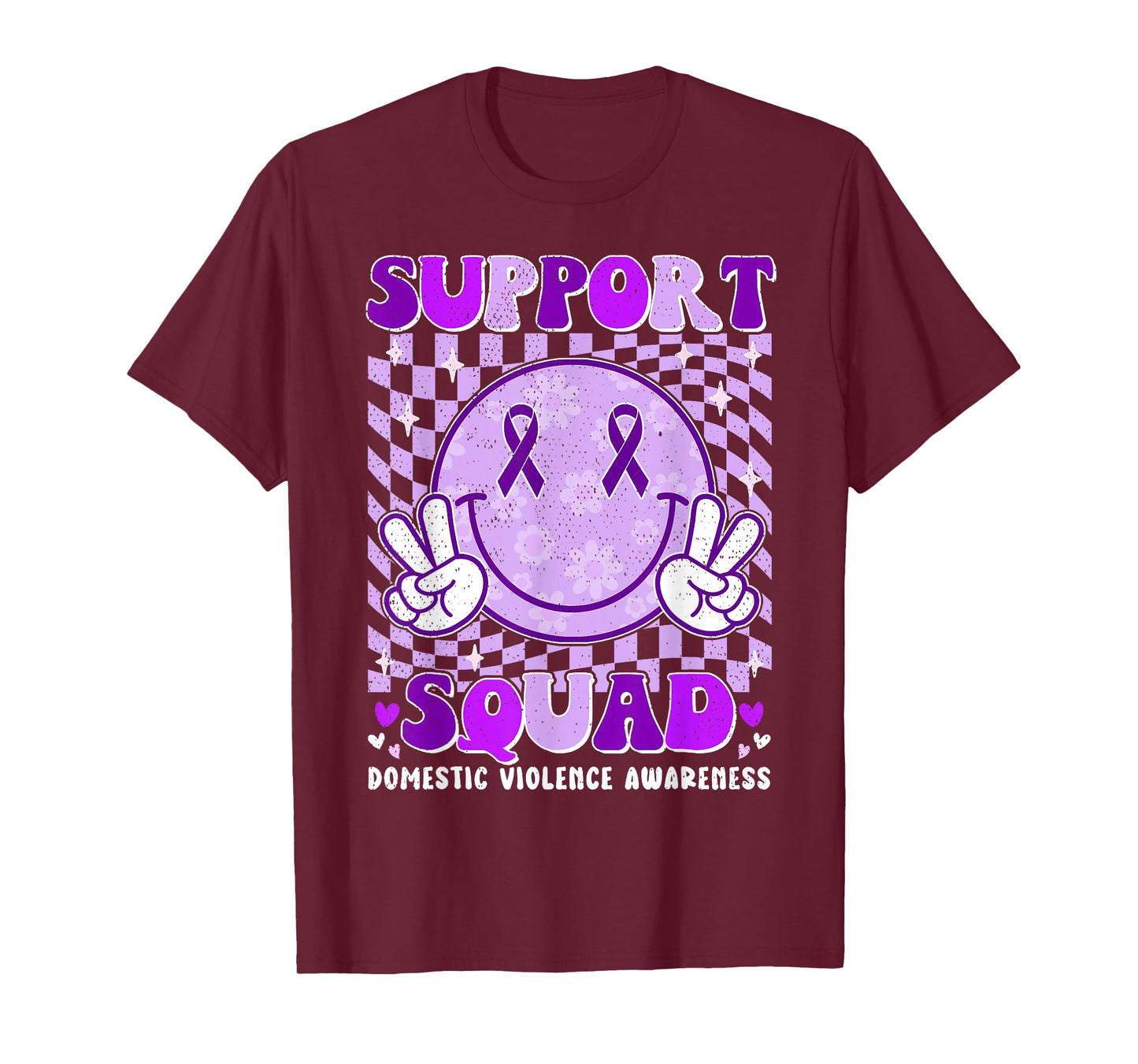 Groovy Domestic Violence Awareness Men Women Support Squad T-Shirt