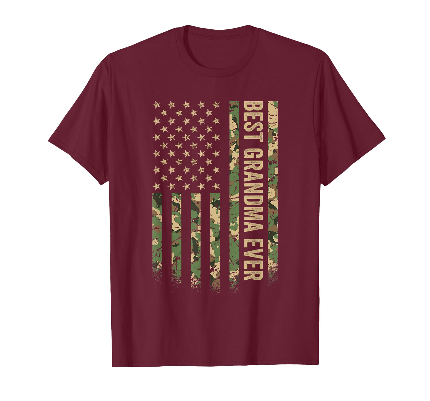 Best Grandma Ever American Flag Camo Veteran Patriotic T-Shirt for Women Men