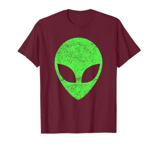 Green Alien Head Distressed Vintage Storm Area 51 T-Shirt