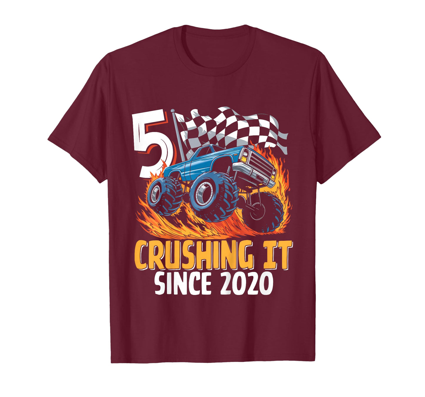 Kids Birthday Monster Truck 5 Year Old Boys 5th Party Born 2020 T-Shirt