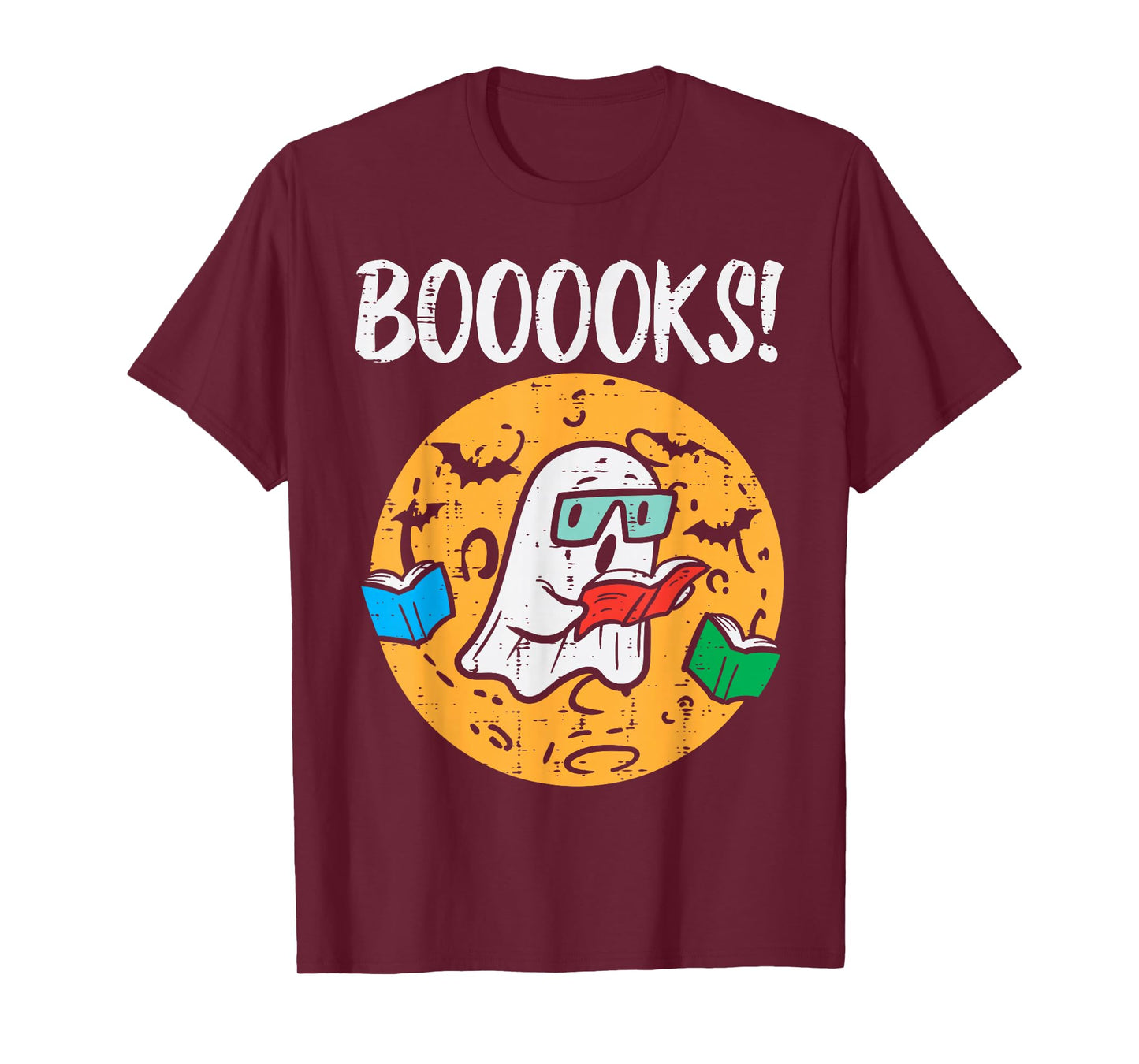 Boooks Ghost Read Book Halloween Teacher Librarian Men Women T-Shirt