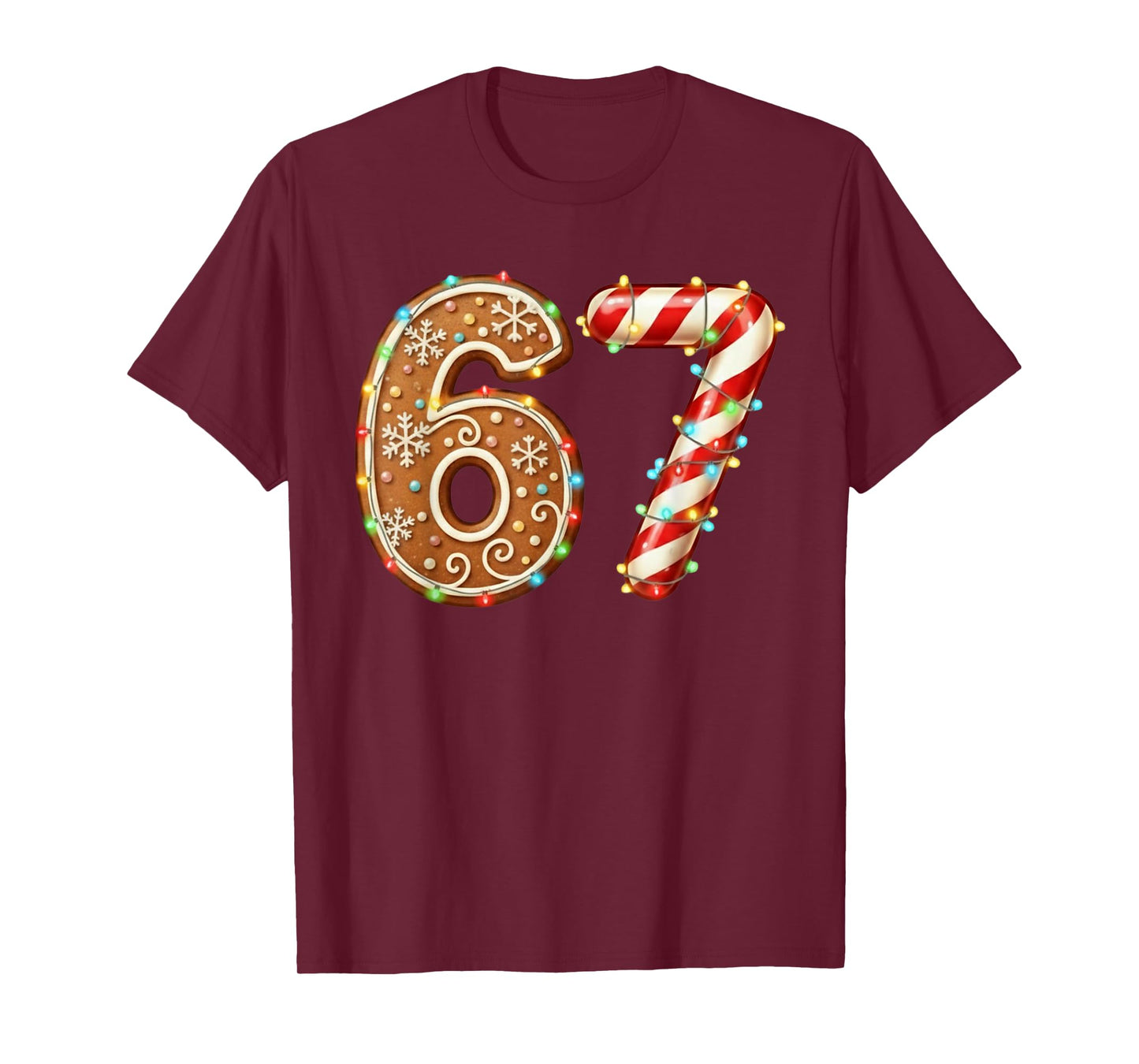 Six Seven Meme Gingerbread Candy Cane Christmas Kids T-Shirt