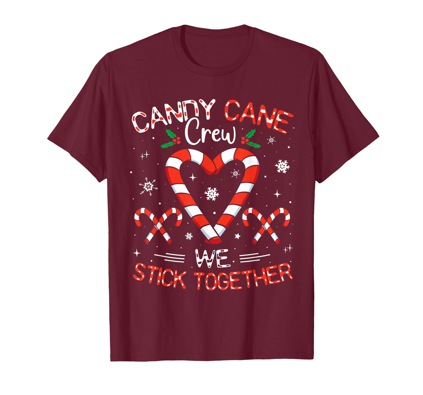 Christmas Candy Cane Heart Crew Family Matching Pajamas T-Shirt