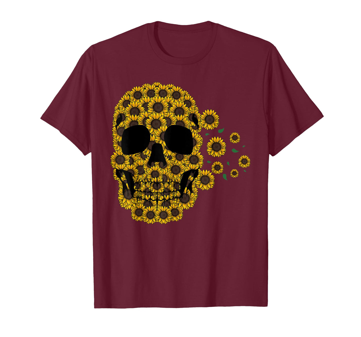 Sunflower Skull Lazy Halloween Costume Cute Skeleton T-Shirt