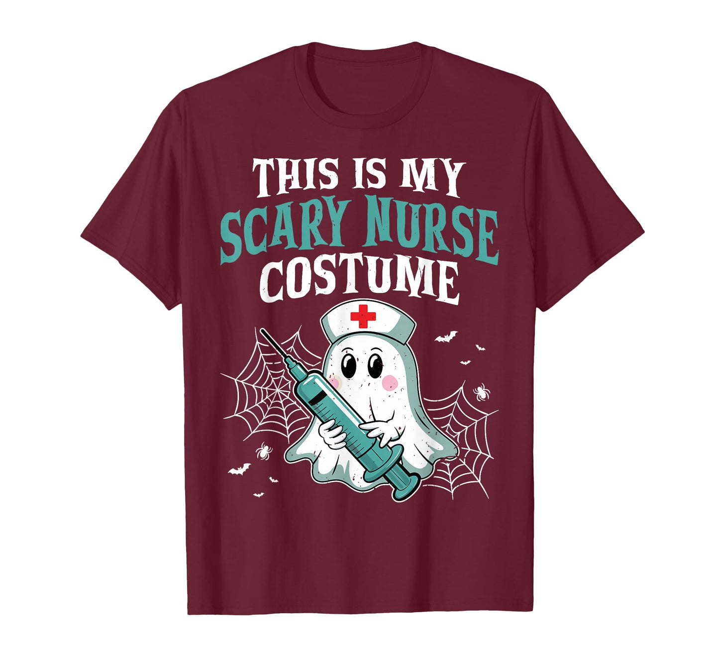 Scary Nurse Costume Ghost Syringe Funny Halloween T-Shirt