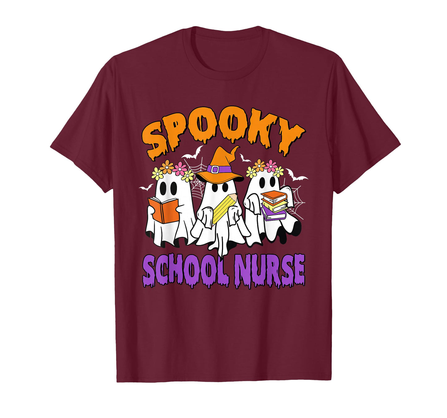 Spooky School Nurse Funny Ghost Halloween T-Shirt